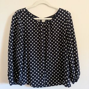 J. Crew Blue and White Boxy Cuffed Sleeve Blouse